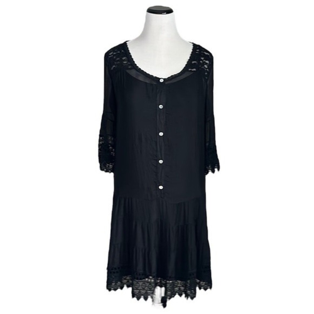 Lara Guidotti Vintage Silk Blend Lace Black Tiered Dress Size S Whimsigoth